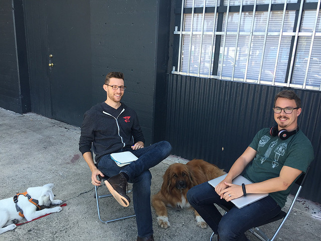 Scott and Dane with Duke and Blue