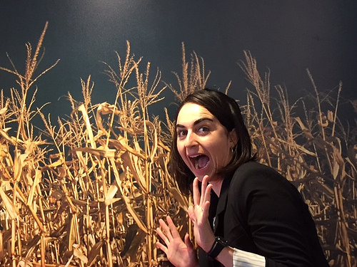Shireen, frightened by the wheat on the wall